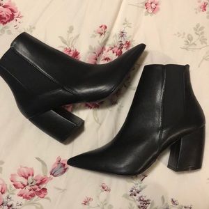 Black pointed toe booties